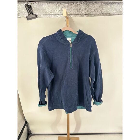Duluth Trading men's  1/4 zip pullover sweatshirt Size Large Blue 100% Cotton - Picture 1 of 6